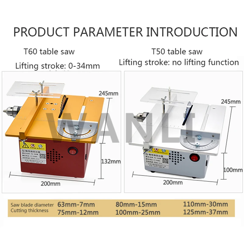T50/T60 Mini DIY Small Cutting - Mini Table Saw For Woodworking ulasan dan harga